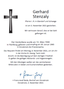 Pfarrer i.R. Gerhard Stenzaly ist verstorben