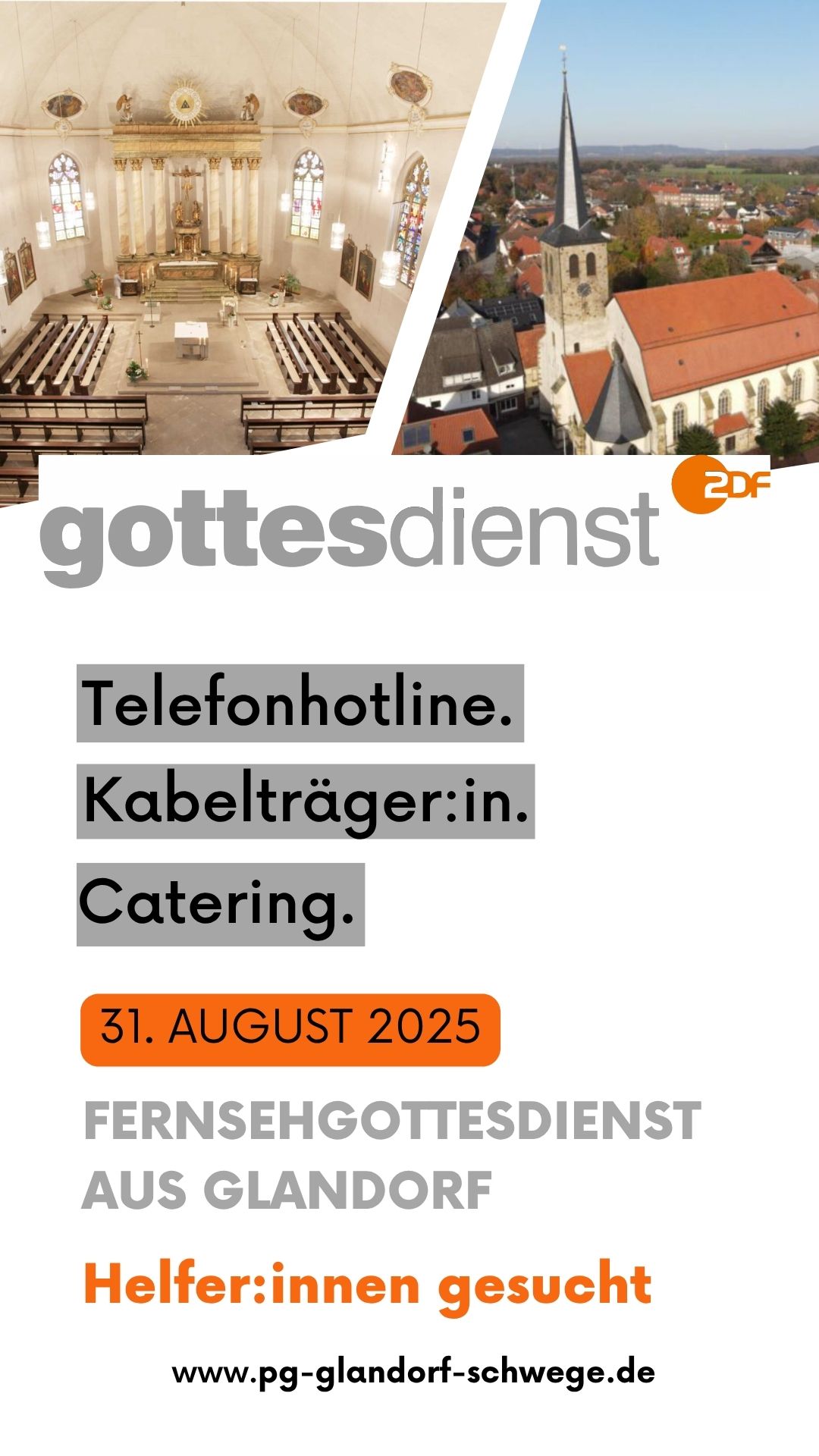 Fernsehgottesdienst aus Glandorf – Helfer:innen gesucht